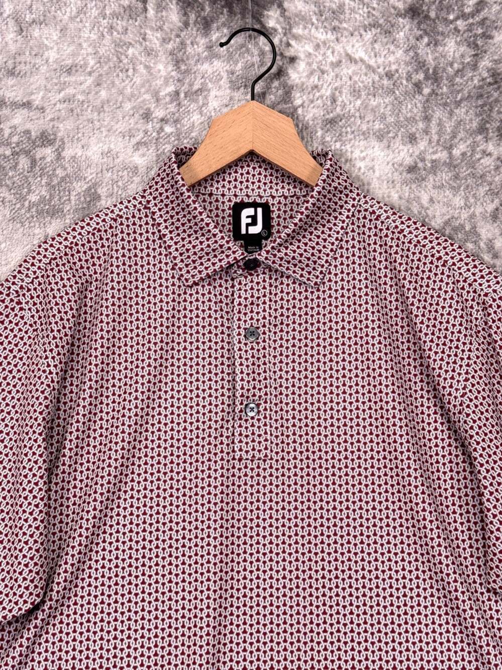 Footjoy Polo Shirt Large Mens Red Geometric Performance Golf San Jose